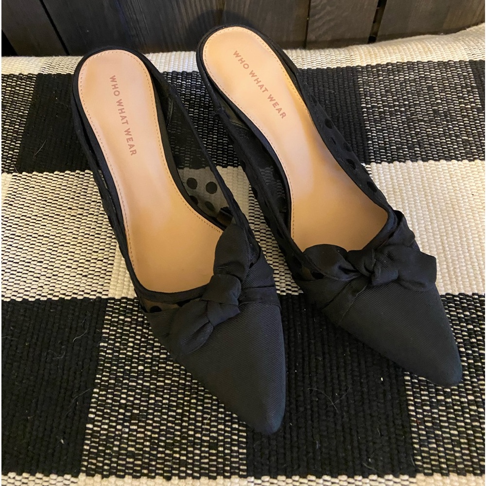 Who What Wear Black Heels with Bow Detail